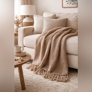 New Nordstrom portabella Tassel Boucle Throw Blanket